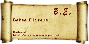 Baksa Elizeus névjegykártya